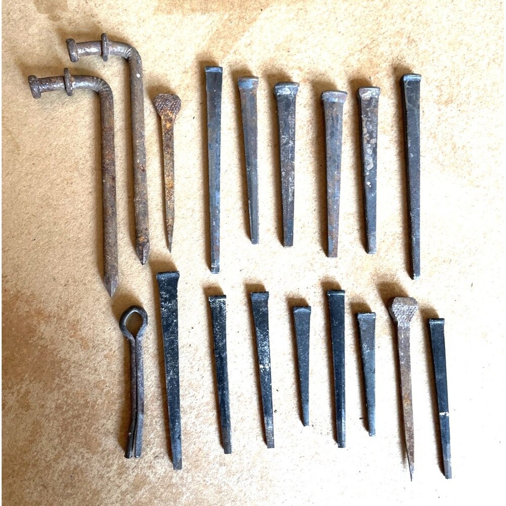 Vintage Mixed Antique Hardware Square Nails Metal